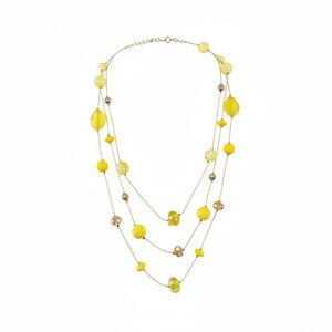 Nicole Miller Yellow Multi-Strand Beaded Necklace and Earring Set, 22” Length